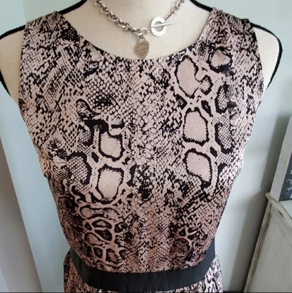 Mossimo Python Snake Reptile Print Faux Leather Trim Sleeveless Dress Size Small - Picture 6 of 8